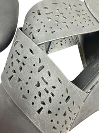 Yoki Demian-17 Black Laser Cut Wedge Sneaker Booties Women’s Size 8