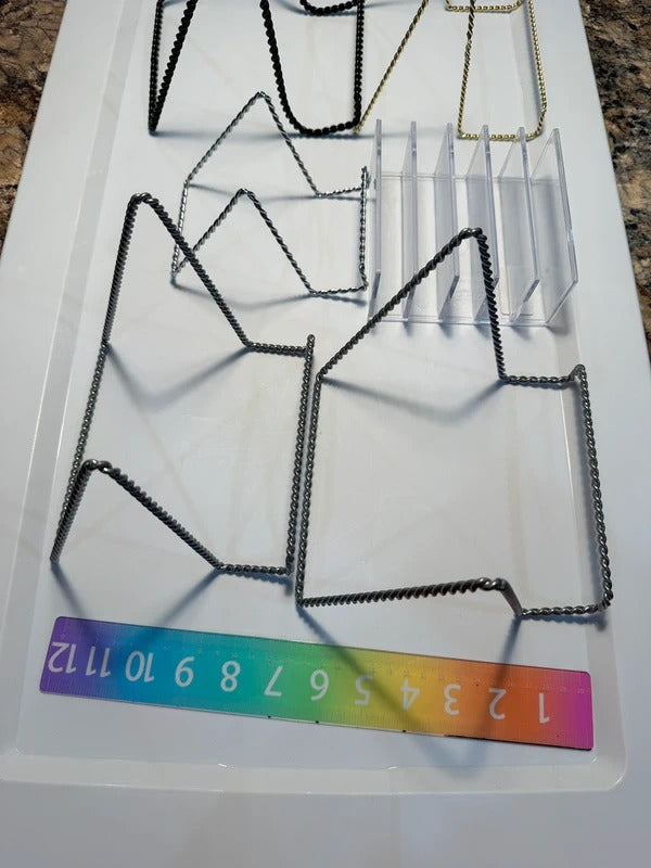 Lot of 6 Metal Wire & acrylic Display Stands Silver Gold Black skuO