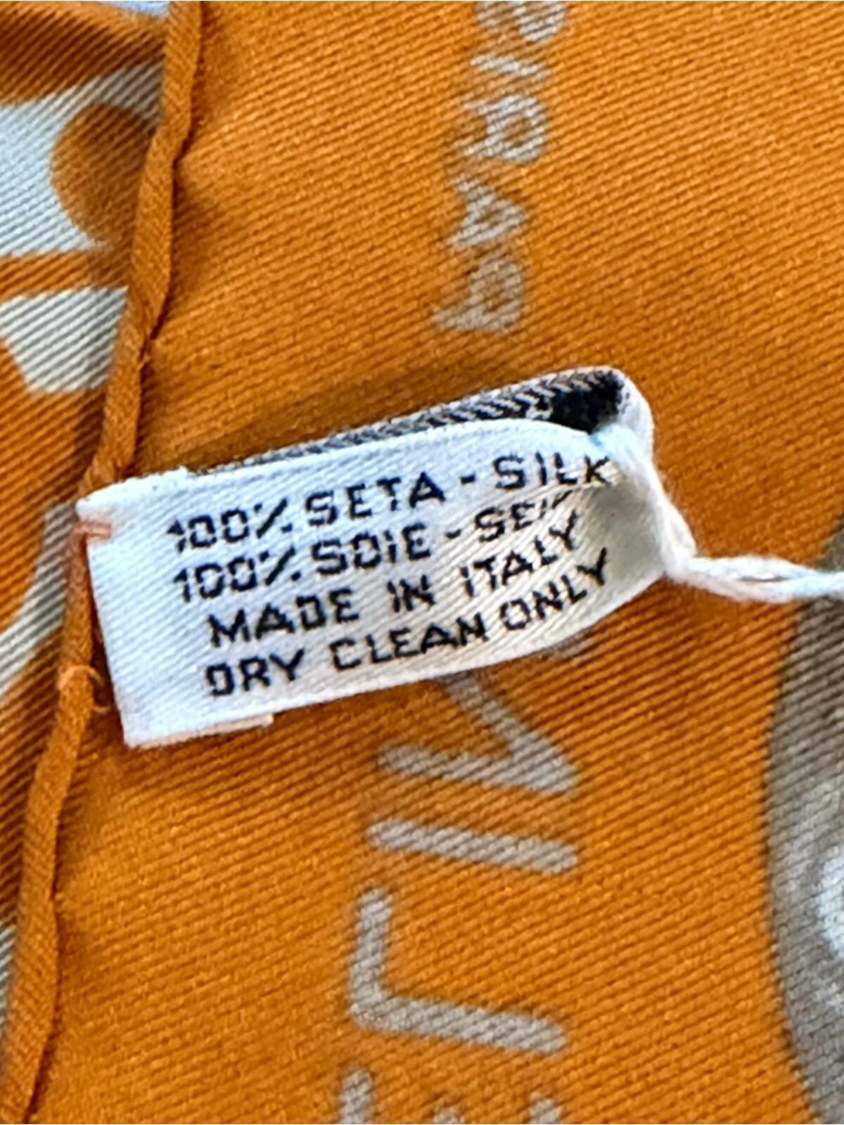Celine Silk Scarf Orange & White Print with COA