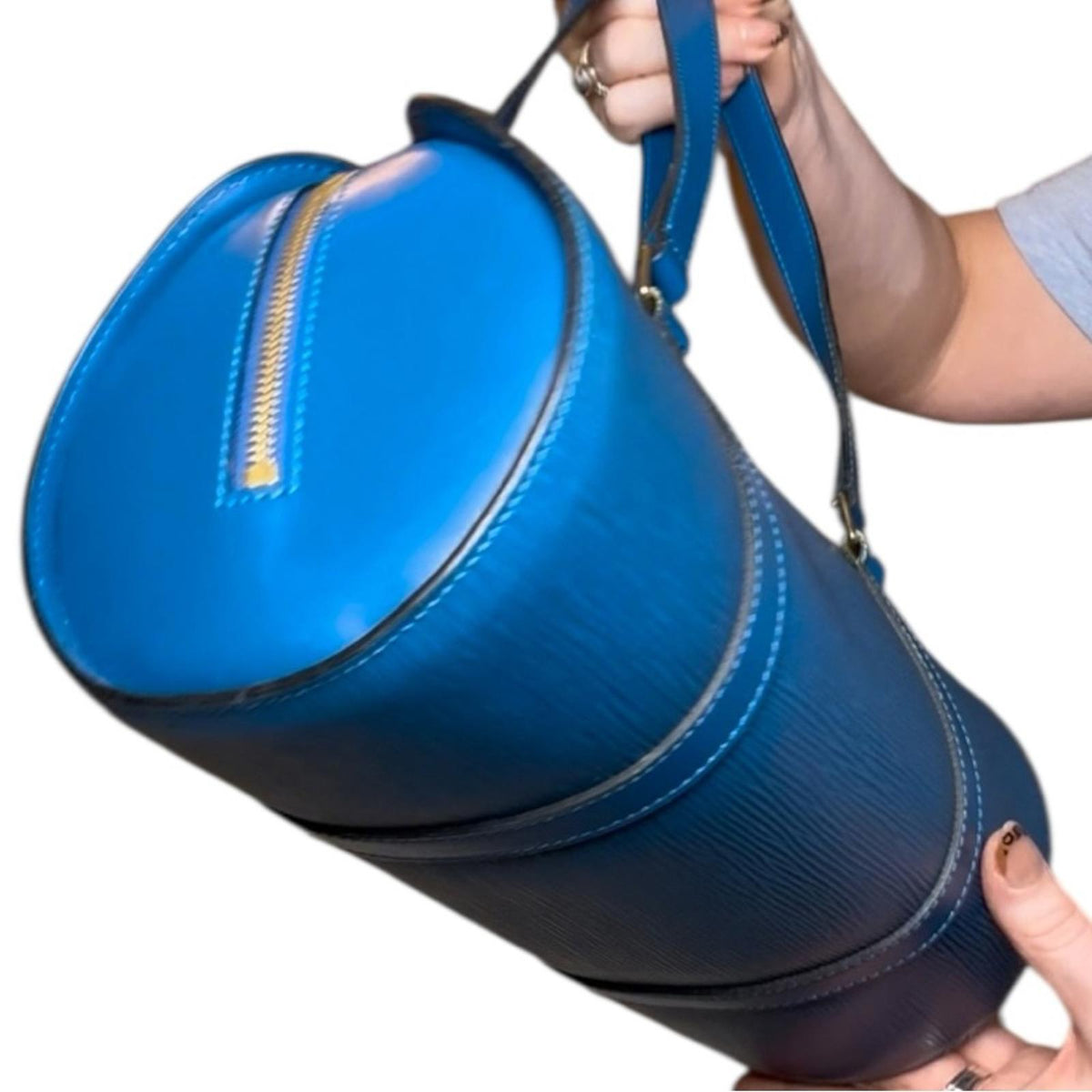 Louis Vuitton Epi Soufflot Handbag Toledo Blue Leather