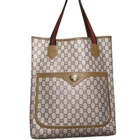 GUCCI Plus Vintage GG Supreme Tote Bag Beige Brown Canvas