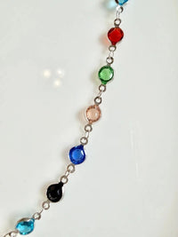 Handbag Charm Chain with Colorful Beads Silver tone hardware and swivel clasp
