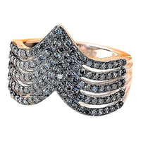 925 Blue 1.0 ctw Diamond Chevron Ring Retail $1299 Size 6