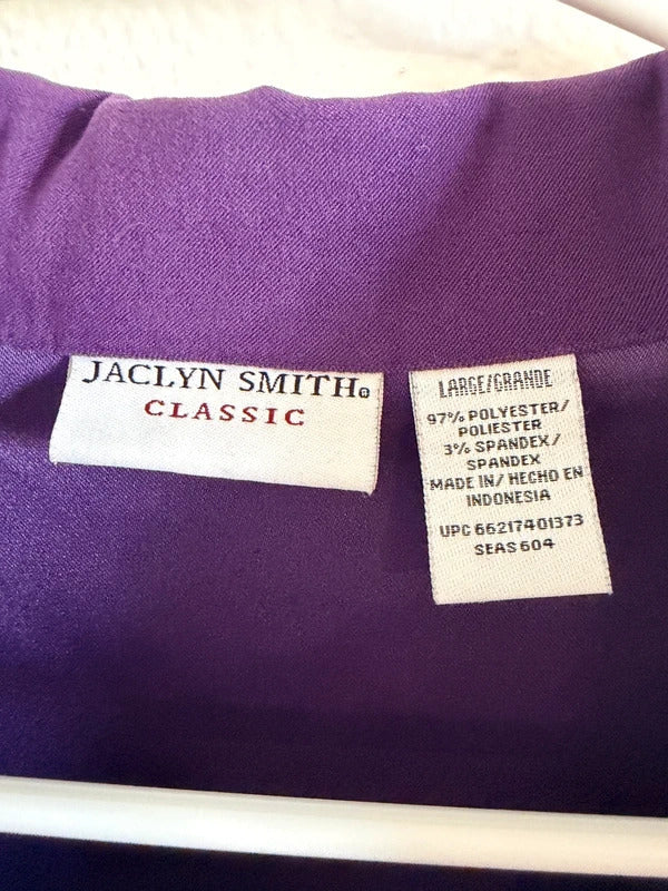 Jaclyn Smith Classic Purple Button Suede Jacket Blazer Large skuO