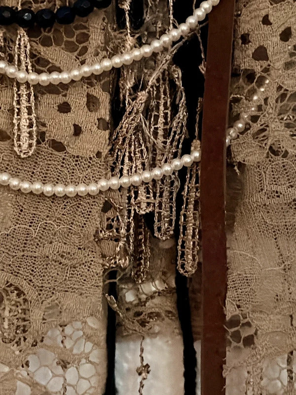 Rustic Boho Farmhouse Home Sweet Home Lace Pearl Wall Hanging New