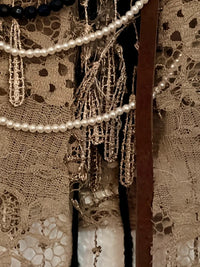 Rustic Boho Farmhouse Home Sweet Home Lace Pearl Wall Hanging New