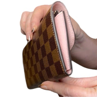 Louis Vuitton Emilie Wallet Damier Ebene Canvas Pink Interior