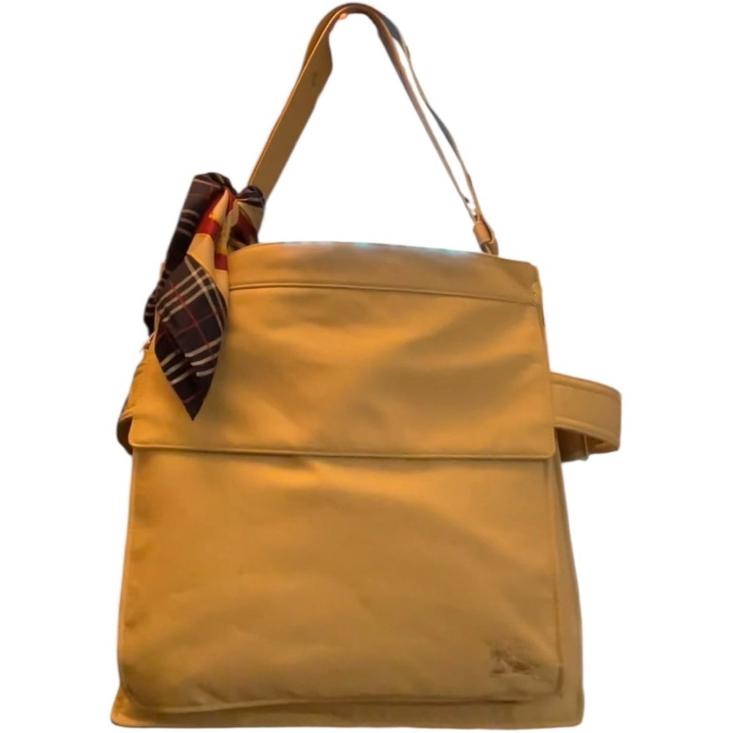 BURBERRY Trench Fabric Tote Beige Nylon with Check Scarf Accent NWT