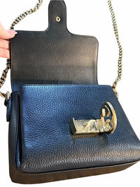 Gucci Black Leather Crossbody with Gold Chain