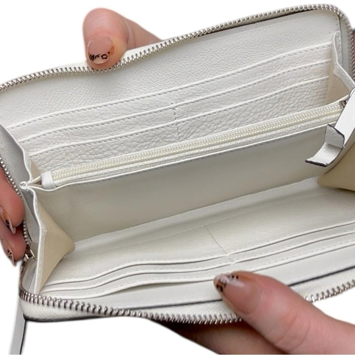 Jimmy Choo Bettina Long Zip Around Wallet Milk White Leather Embossed Logo