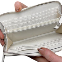 Jimmy Choo Bettina Long Zip Around Wallet Milk White Leather Embossed Logo