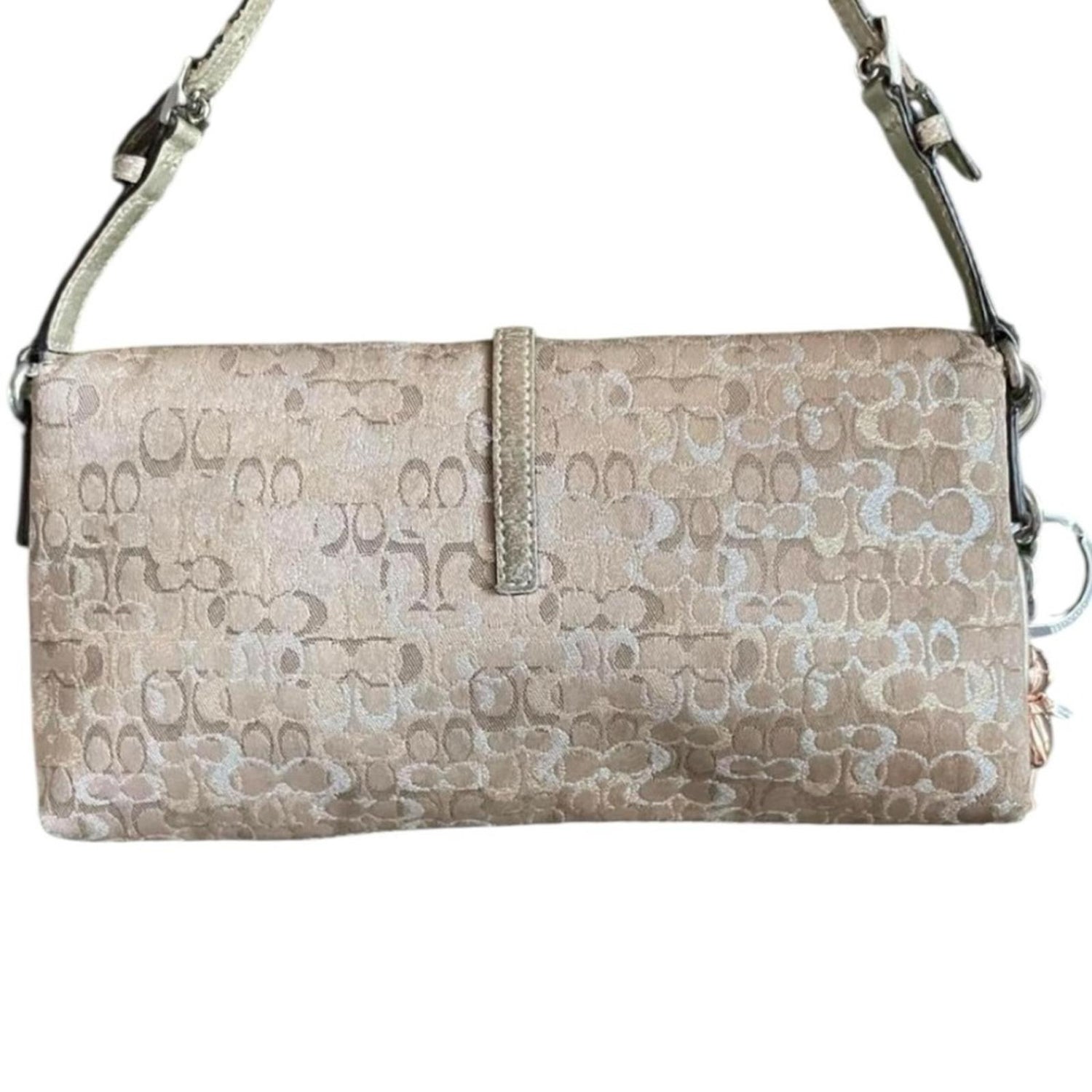 Coach Hamptons Optic shoulder bag in signature gold and silver jacquard