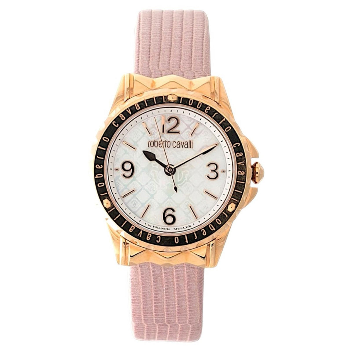 Roberto Cavalli Classic Quartz Rose Gold Watch with Pink Leather Strap