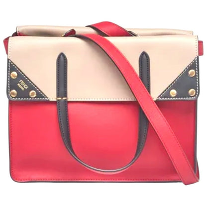 Fendi RARE & DISCONTINUED Grace Medium Flip Bag Red Tri-Color Leather