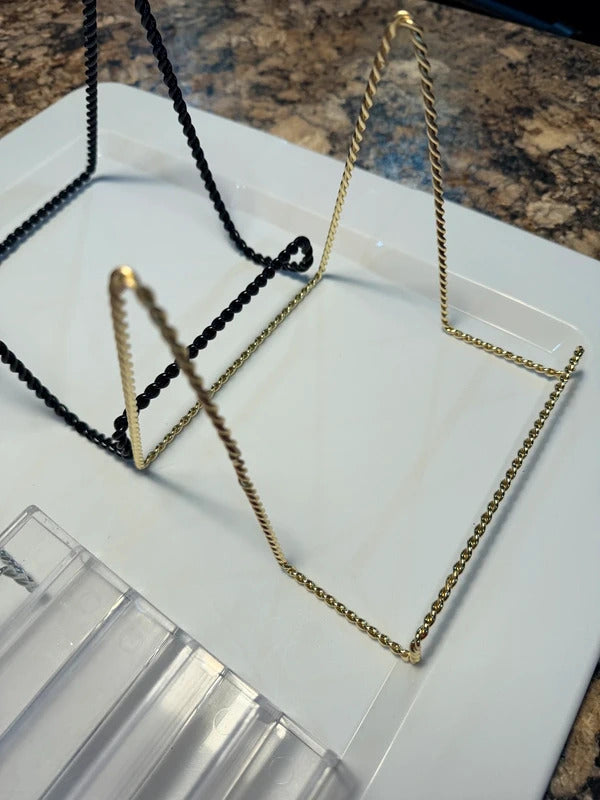 Lot of 6 Metal Wire & acrylic Display Stands Silver Gold Black skuO