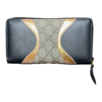 Gucci GG Supreme Tri Print Zip-Around Wallet Gold Black