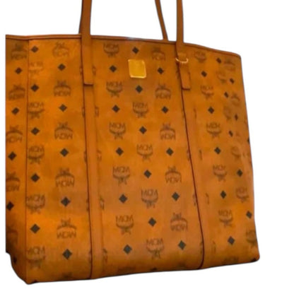 MCM Large Cognac Visetos Shopper Tote Bag with COA and Dustbag