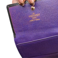 Louis Vuitton Vintage Elise Wallet Black Epi Leather Purple Interior