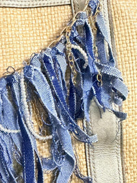 Boho Denim Purse Chain Charm Gold Pearl Fringe