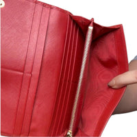 Prada Saffiano Leather Cherry Wallet Red