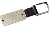 Gucci Silver Metal Leather Keychain with Box & Pouch