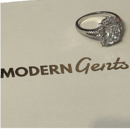 Modern Gents 2.5 Carats 925 Silver diamond Ring Size 9 LIFETIME WARRANTY