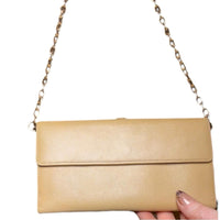 CHANEL Coco Button long wallet in beige leather with a gold chain added