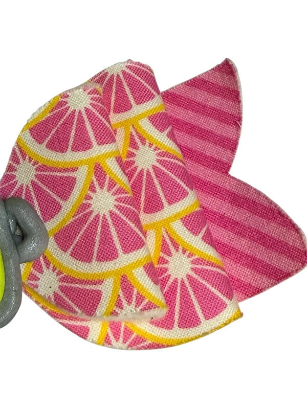 Lemonade Theme Pink Citrus Hair Bow and Chunky Bead Bracelet Set skuQ