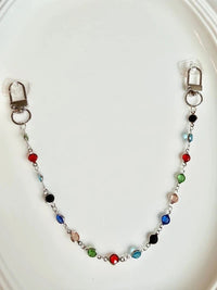Handbag Charm Chain with Colorful Beads Silver tone hardware and swivel clasp
