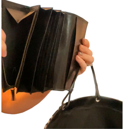 Burberry Nova Check Black Canvas Leather Tote with Wallet and COA