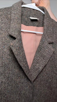 Vintage T.S. Gray Brown Tweed Blazer Womens Size 12 USA skuM