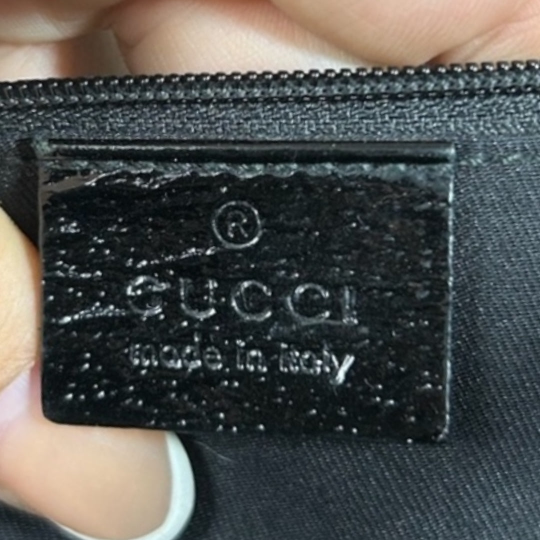 Gucci Black GG Canvas Tote Bag with Patent Trim