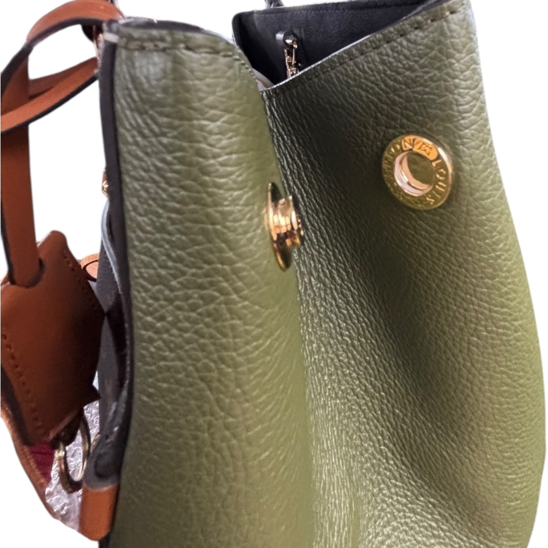 Louis Vuitton Monogram Canvas Fold-Over Satchel Crossbody Khaki Green Leather