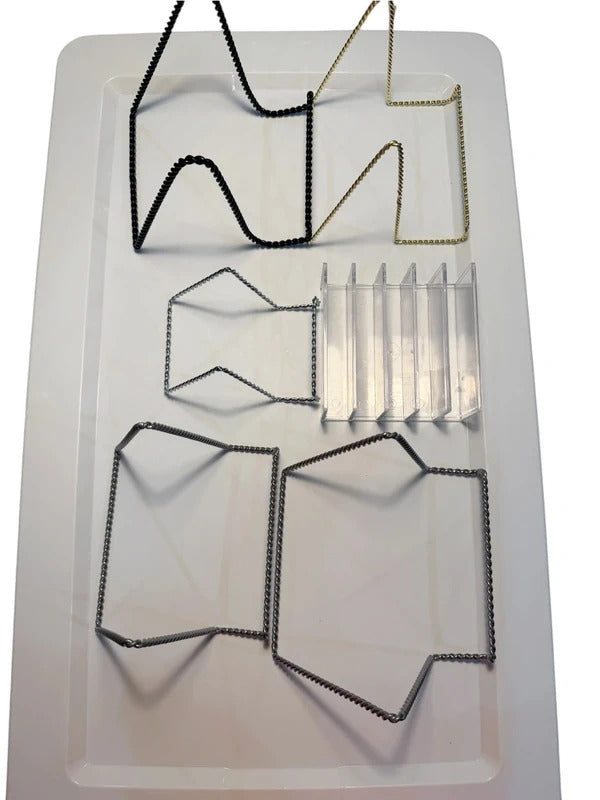 Lot of 6 Metal Wire & acrylic Display Stands Silver Gold Black skuO