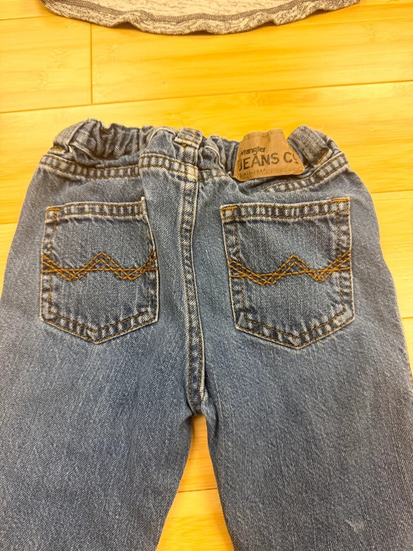 Wrangler Baby Boys Jeans & Cat & Jack Gray Long Sleeve Sweatshirt Outfit 2T