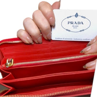 Prada Vitello Move Zip Around Wallet Red Lacca 1