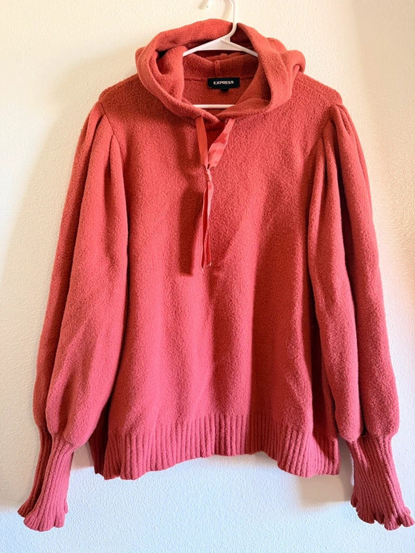Express Coral Pink Hooded Sweater XL SKUO