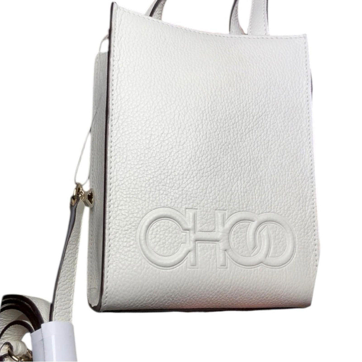 Jimmy Choo Mini Shopper Handbag Milk White Leather Tote Crossbody