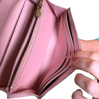 Louis Vuitton Sarah Wallet Damier Ebene Canvas Rose Ballerine Interior