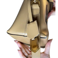 Fendi By The Way Medium Logo Python-Trim Leather Satchel Tan