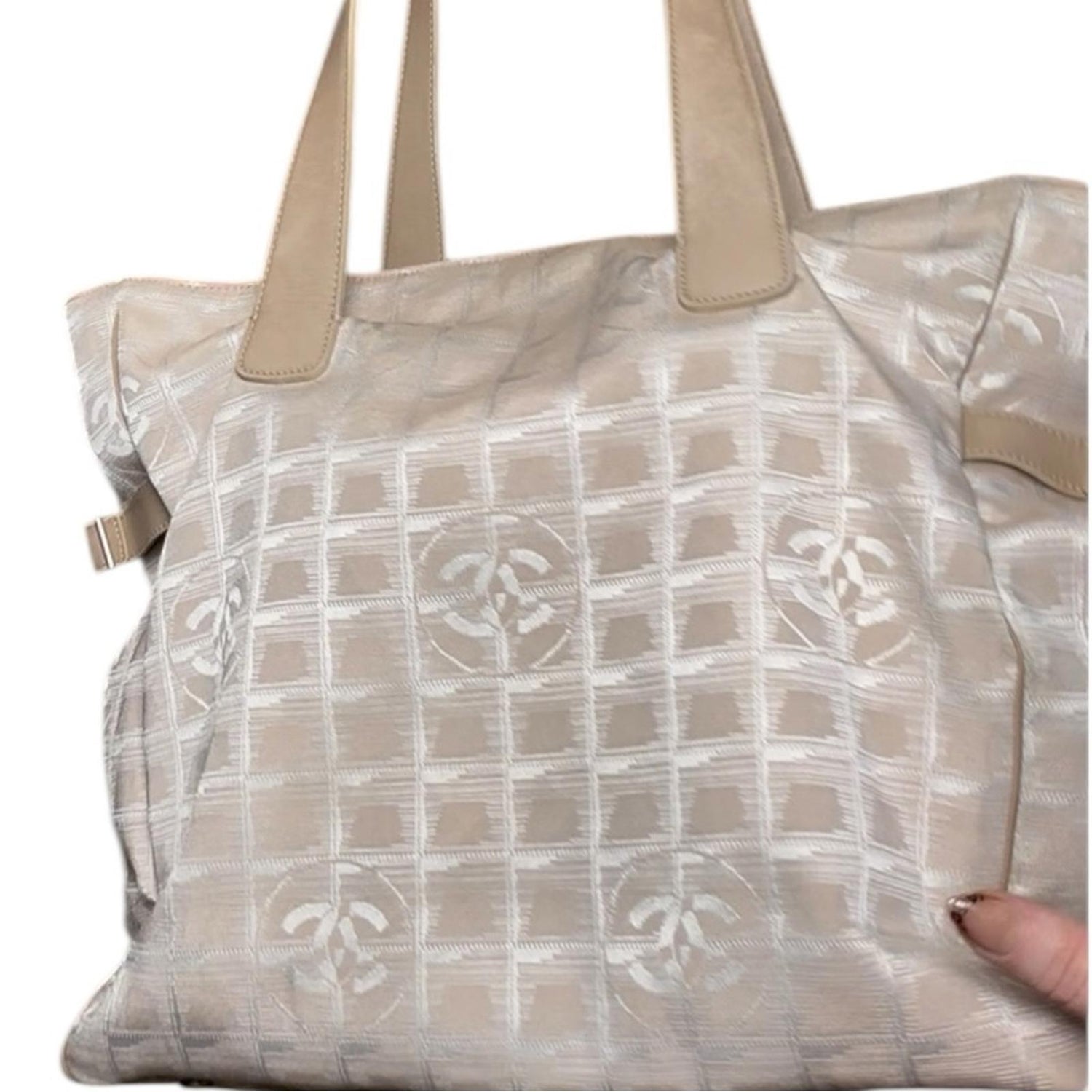 CHANEL Beige and Cream Travel Line Tote Bag