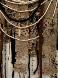 Rustic Boho Farmhouse Home Sweet Home Lace Pearl Wall Hanging New