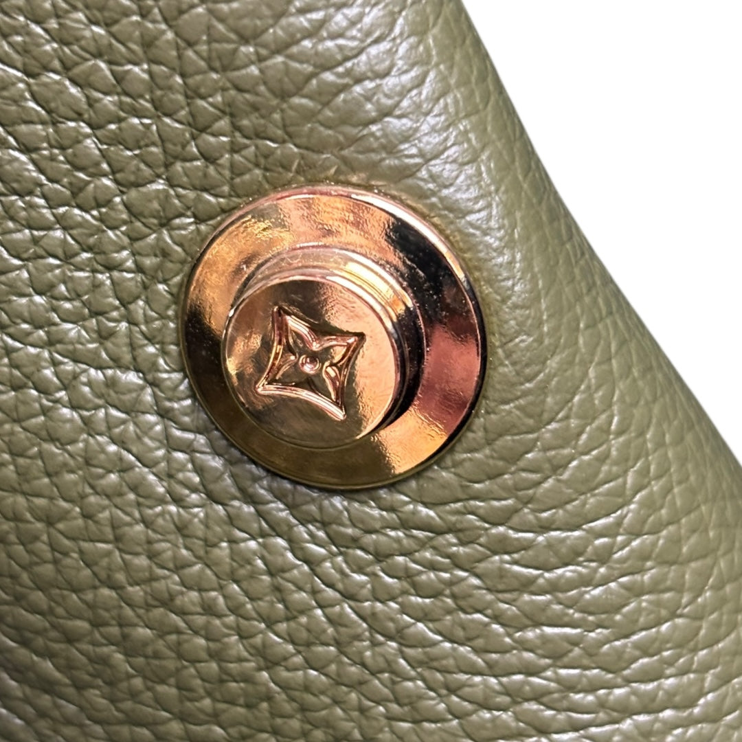 Louis Vuitton Monogram Canvas Fold-Over Satchel Crossbody Khaki Green Leather