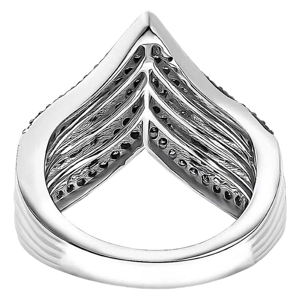 925 Blue 1.0 ctw Diamond Chevron Ring Retail $1299 Size 6