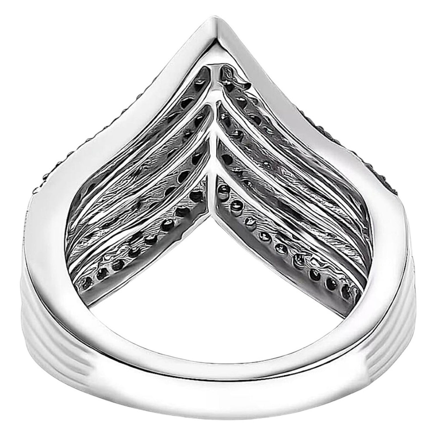 925 Blue 1.0 ctw Diamond Chevron Ring Retail $1299 Size 6