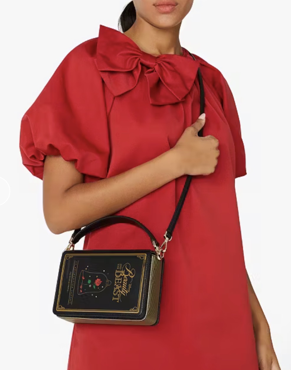 Kate Spade Disney Beauty and the Beast 3D Book Crossbody Bag Black Gold NWT