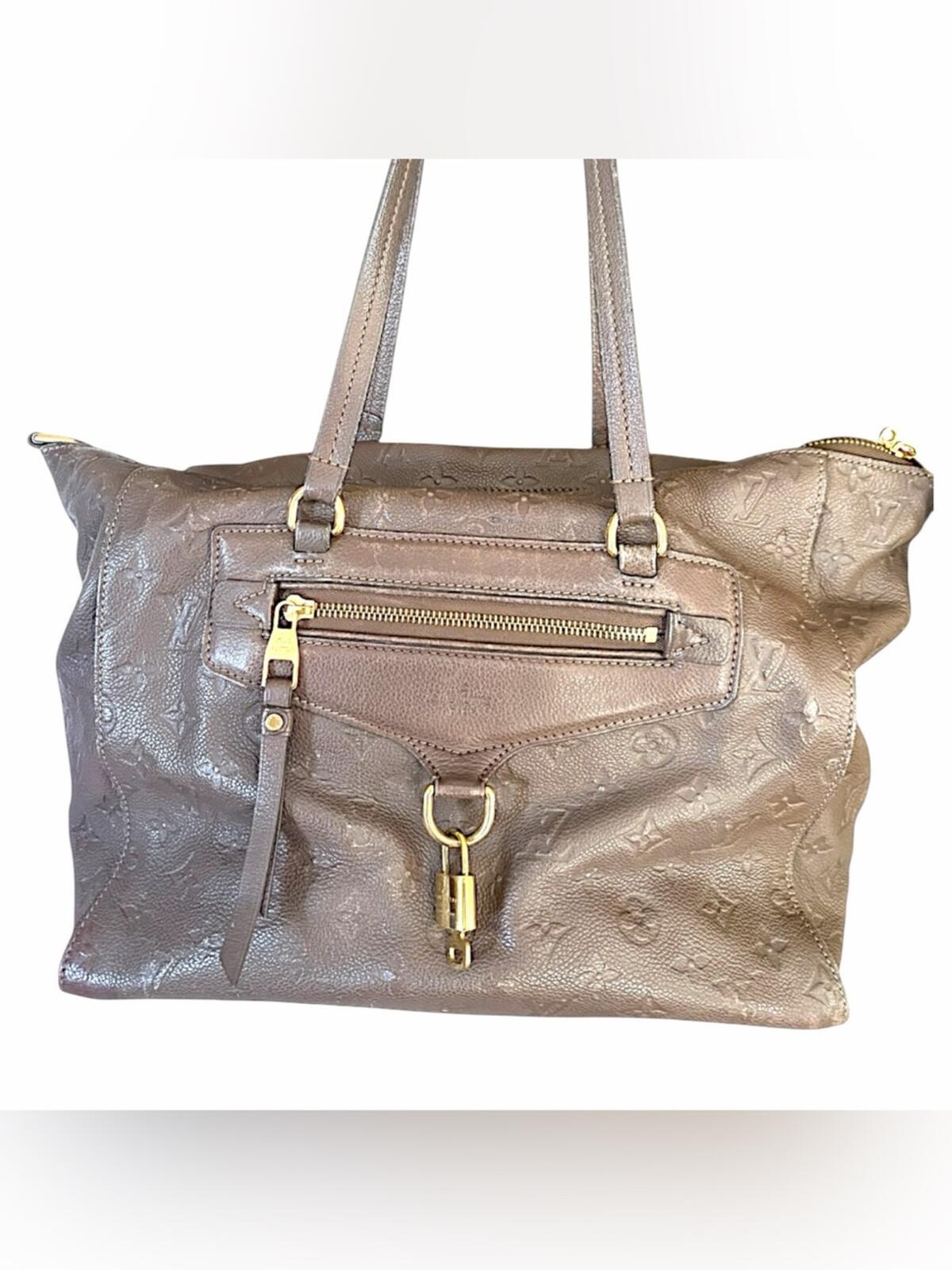 Louis Vuitton Taupe Embossed Leather Shoulder Bag