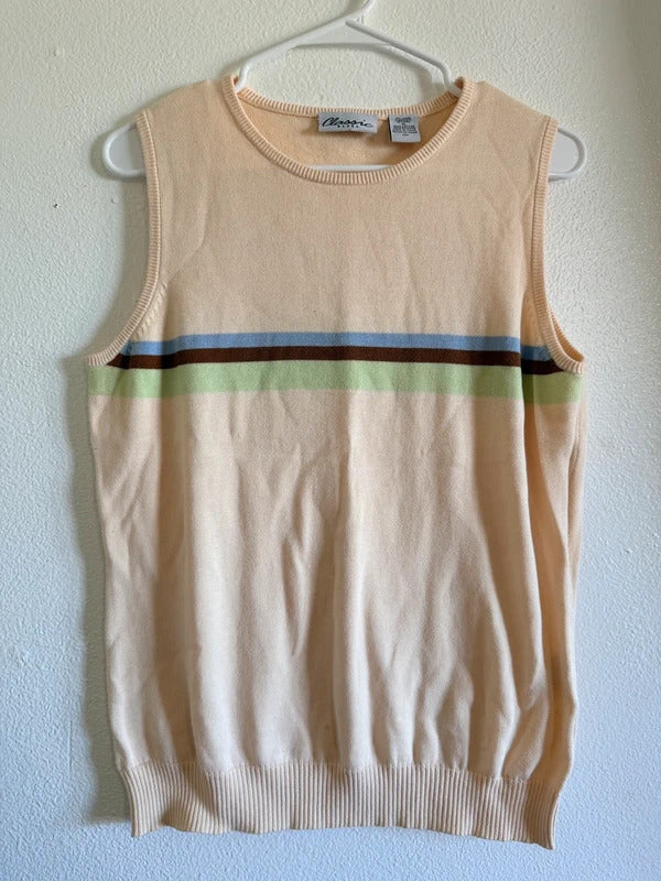 Classic Blues Cream Striped Cotton Sweater Vest XL SKUO