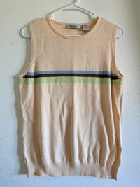 Classic Blues Cream Striped Cotton Sweater Vest XL SKUO