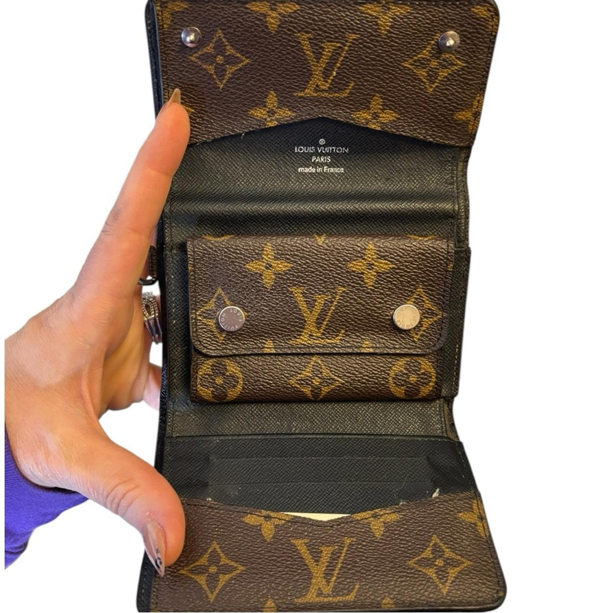 Rare Louis Vuitton Monogram Macassar Tri-Fold Wallet Brown and Black